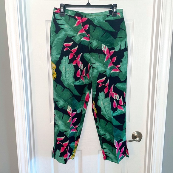 EUC Vintage Tommy Bahama Floral Silk Pants Size 4 - Picture 1 of 6